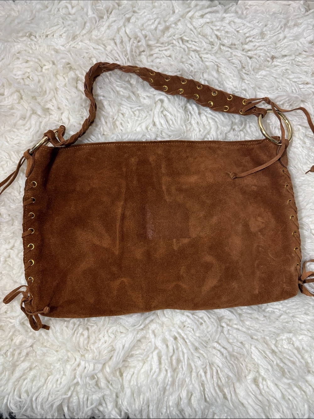 Cheval Firenze Brown Suede Shoulder Bag - Classic Women's Tote medium